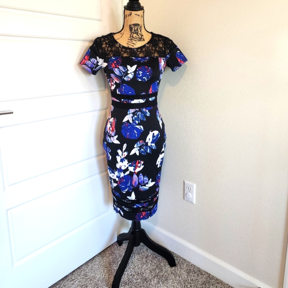 Belle Sky Floral and Lace Dress size XS